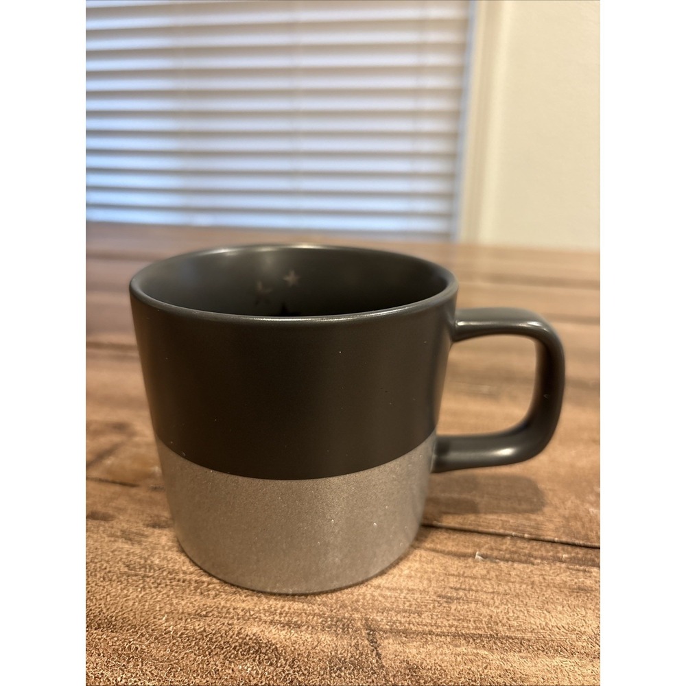 Starbucks 2018 Gray w/Silver Glitter &‎ Stars Inside 12 oz Ceramic Coffee Cup
